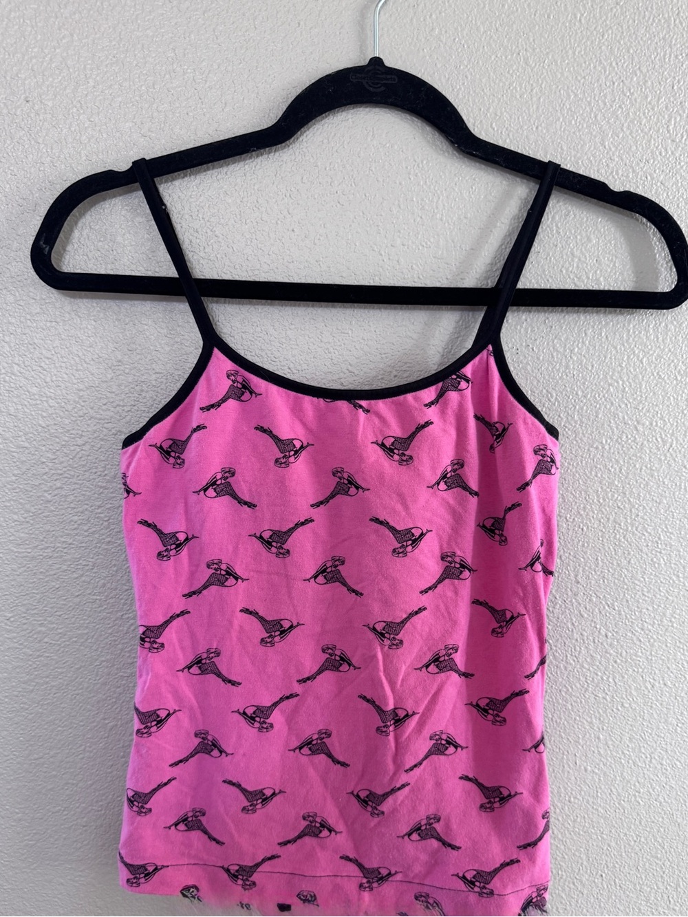 Vintage Betsey Johnson Pin Up Girl  printed tank top. Size small. Built in bra.